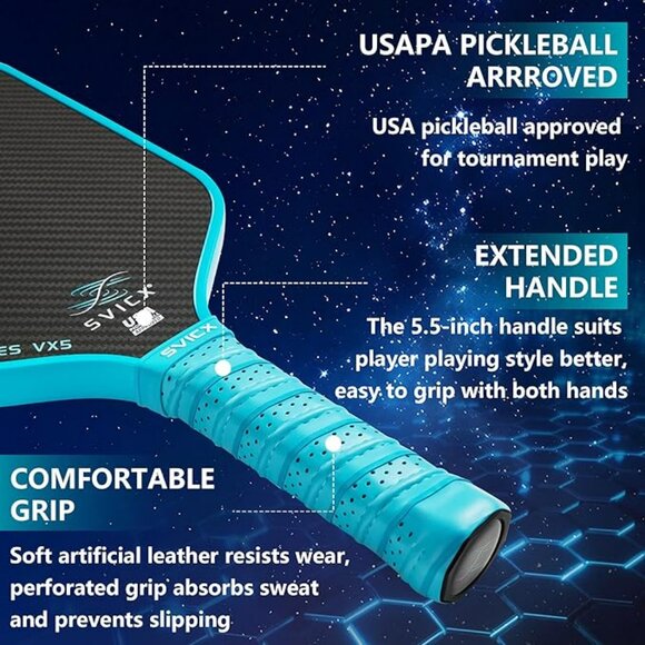 NEW 16mm Carbon Fiber Pickleball Paddle with Extended Handle, Enhanced Control - Picture 5 of 5